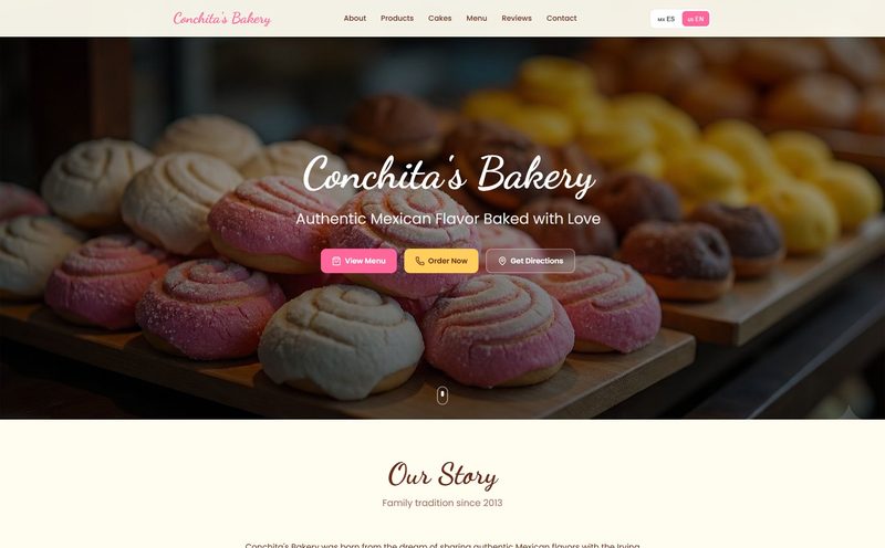 Conchita's Bakery website screenshot
