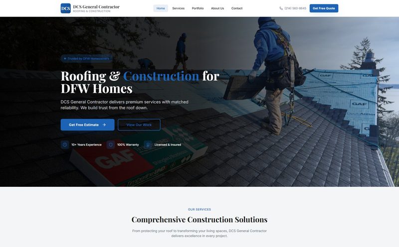 DCS General Contractor website screenshot