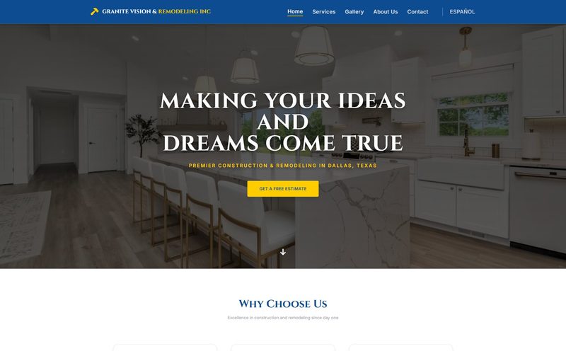 Granite Vision Remodeling Inc website screenshot