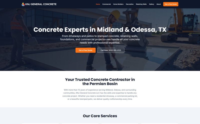 KNJ General Concrete website screenshot